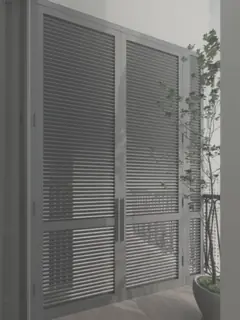 Grey aluminium louvre doors